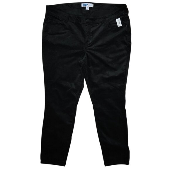 Old Navy Size 18P Rockstar Black Velvet Jeans Supper Skinny Mid Rise Petite NWT - Picture 1 of 7